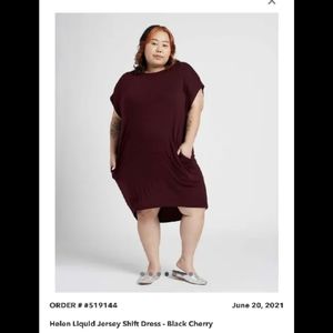 Helen shift dress in Black Cherry. Universal Standard Size L (22/24).
